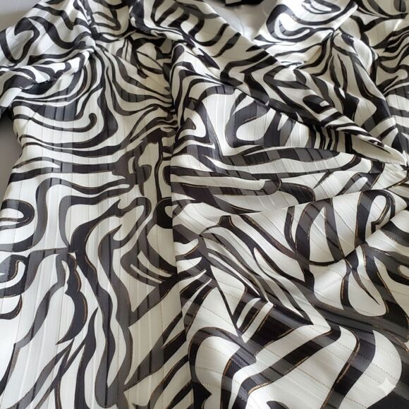 EUC Alex Evenings Shimmer Print Tie-Waist Wrap Blouse Sheer 3/4 Sleeve Sz LP - Picture 3 of 11